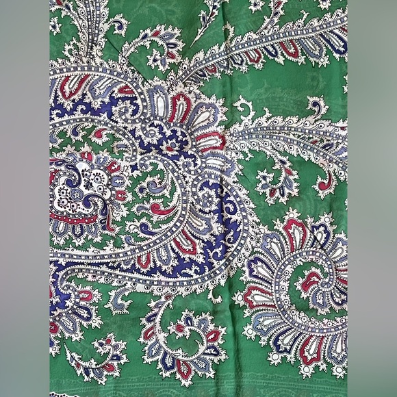 Talbots Cover Up 100% Silk Sheet Paisley Green Multicolor Top Size S/M - Picture 11 of 12